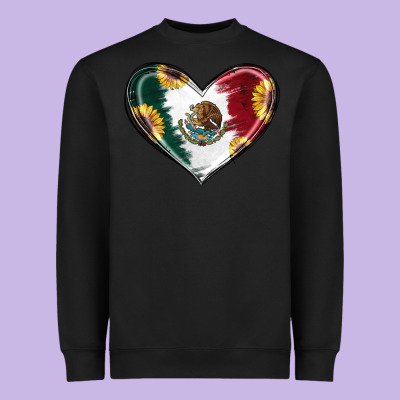 Heavyweight Sweatshirt Sunflower Mexican Flag Heart