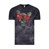 Cloud Black french bulldog with love glasses Vintage Tee - RanaPortraitStore