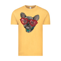 Vintage Mustard french bulldog with love glasses Vintage Tee - RanaPortraitStore
