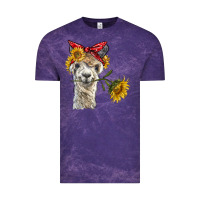 Cloud Purple alpaca with sunflowers and bandana Vintage Tee - BarkalooDesign