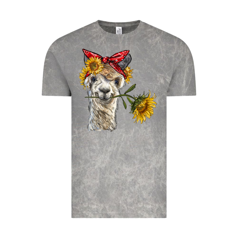 Alpaca With Sunflowers And Bandana Vintage Tee by BarkalooDesign | Teevron