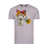 Vintage Zinc alpaca with sunflowers and bandana Vintage Tee - BarkalooDesign