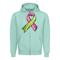 Seafoam breast cancer sport ribbons Zipper Hoodie - AdoDesignShop