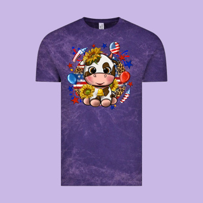 Vintage Tee cute cow fourth of july