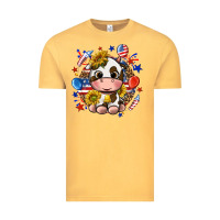 Vintage Mustard cute cow fourth of july Vintage Tee - texasbilliewilder