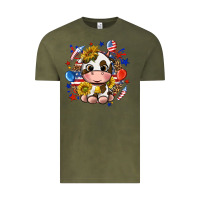 Vintage Olive cute cow fourth of july Vintage Tee - texasbilliewilder