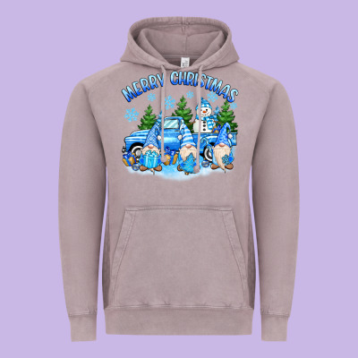 Vintage Hoodie merry christmas snowman gnomes truck
