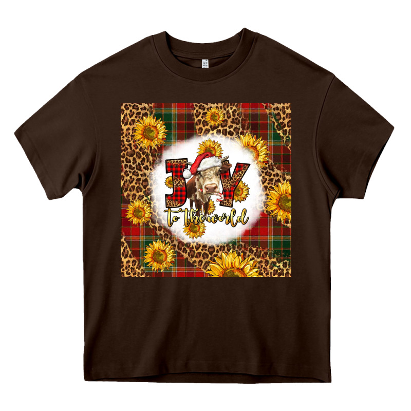 Joy To The World Christmas Cow Heavy Core Tee by LillyAllenDesigns | Teevron