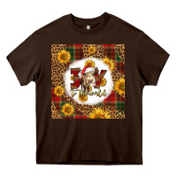 Chocolate Brown joy to the world christmas cow Heavy Core Tee - LillyAllenDesigns
