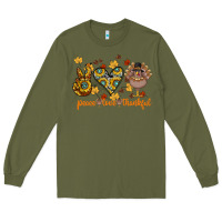 Army Green Peace Love Thankful Long Sleeve Tee - CowhideDigitalArt