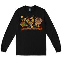 Black Peace Love Thankful Long Sleeve Tee - CowhideDigitalArt