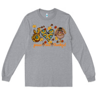 Heather Grey Peace Love Thankful Long Sleeve Tee - CowhideDigitalArt