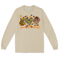 Mushroom Peace Love Thankful Long Sleeve Tee - CowhideDigitalArt