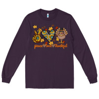Plum Peace Love Thankful Long Sleeve Tee - CowhideDigitalArt