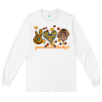 White Peace Love Thankful Long Sleeve Tee - CowhideDigitalArt