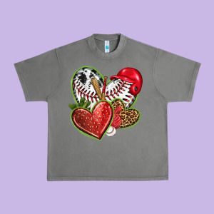 Baseball With Strawberry Hearts Urban Heavy Tee Designed By Texasbilliewilder