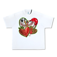 White baseball with strawberry hearts Urban Heavy Tee - texasbilliewilder