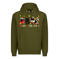 Army Green meowy christmas cats Premium Hoodie - MaliasSmallBusiness