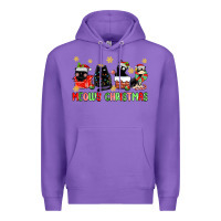 Purple meowy christmas cats Premium Hoodie - MaliasSmallBusiness