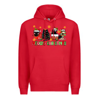 Red meowy christmas cats Premium Hoodie - MaliasSmallBusiness