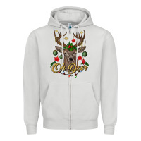 Dove Grey oh deer Christmas Zipper Hoodie - BundleAndBundleShop