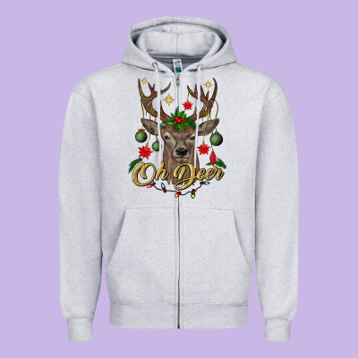 Oh Deer Christmas Zipper Hoodie Designed By Bundleandbundleshop