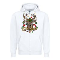 White oh deer Christmas Zipper Hoodie - BundleAndBundleShop