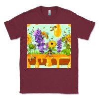 Burgundy honeydrip bee lavender daisy sunflower seamless pa Classic Tee - FaDigitalArtStudio