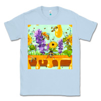 Dusty Blue honeydrip bee lavender daisy sunflower seamless pa Classic Tee - FaDigitalArtStudio