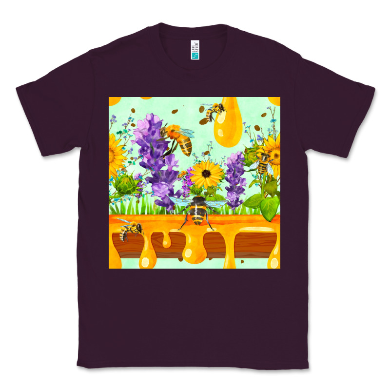 Honeydrip Bee Lavender Daisy Sunflower Seamless Pa Classic Tee by FaDigitalArtStudio | Teevron