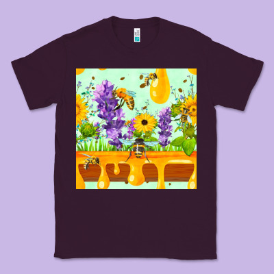 Honeydrip Bee Lavender Daisy Sunflower Seamless Pa Classic Tee Designed By Fadigitalartstudio