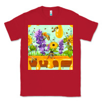 Red honeydrip bee lavender daisy sunflower seamless pa Classic Tee - FaDigitalArtStudio
