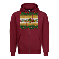 Burgundy Christmas with cross Zipper Hoodie - BundleAndBundleShop