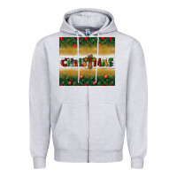 Heather Grey Christmas with cross Zipper Hoodie - BundleAndBundleShop