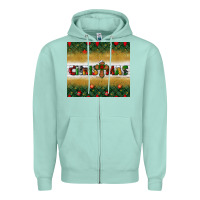 Seafoam Christmas with cross Zipper Hoodie - BundleAndBundleShop