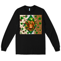 Black St. Patrick's Day Highland cow Long Sleeve Tee - Neo Western