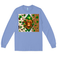 Colony Blue St. Patrick's Day Highland cow Long Sleeve Tee - Neo Western
