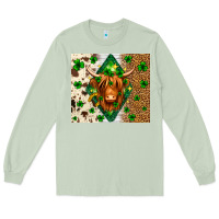 Matcha St. Patrick's Day Highland cow Long Sleeve Tee - Neo Western