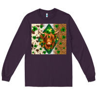Plum St. Patrick's Day Highland cow Long Sleeve Tee - Neo Western