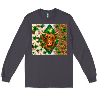 Smoke St. Patrick's Day Highland cow Long Sleeve Tee - Neo Western