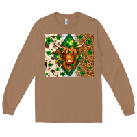 Toasted Coconut St. Patrick's Day Highland cow Long Sleeve Tee - Neo Western