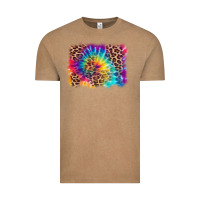 Vintage Coffee leopard tie dye background Vintage Tee - Zillion Design Studio