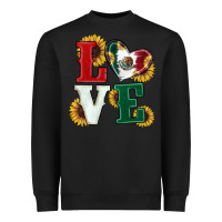 Black Mexican Flag With Sunflowers Love Heavyweight Sweatshirt - RanaPortraitStore
