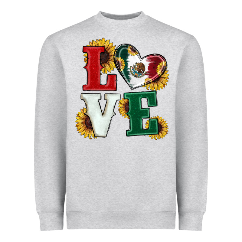 Mexican Flag With Sunflowers Love Heavyweight Sweatshirt by RanaPortraitStore | Teevron