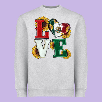 Heavyweight Sweatshirt Mexican Flag With Sunflowers Love