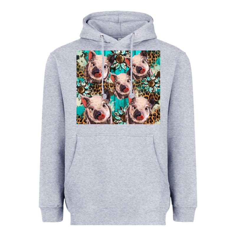 Western Cowhide Sunflower Baby Pig Heavyweight Hoodie by BarkalooDesign | Teevron