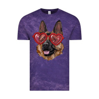 Cloud Purple german shepherd with love glasses Vintage Tee - RanaPortraitStore