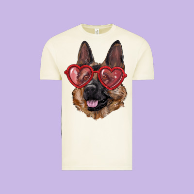 Vintage Tee german shepherd with love glasses