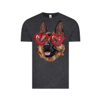 Vintage Black german shepherd with love glasses Vintage Tee - RanaPortraitStore