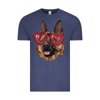Vintage Denim german shepherd with love glasses Vintage Tee - RanaPortraitStore